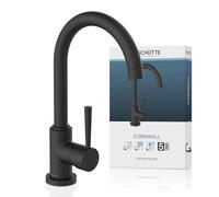 SCHÜTTE 79166 Cornwall - Grifo de cocina giratorio de 360 grados, grifo mezclador para fregadero con mezclador monomando, grifo de fregadero de cocina, color negro mate