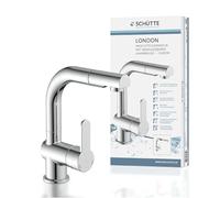 Schütte 79710 Grifo de baño extraíble, alcachofa, Ideal para Lavar el Pelo, Mezclador Monomando con desagüe en Cromo, Cromado