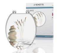 SCHÜTTE 80022 Balance - Asiento de inodoro con núcleo de madera, apto para todos los inodoros habituales, carga máxima de las gafas de inodoro de 150 kg, diseño de piedras en gafas y tapas