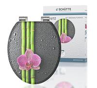 SCHÜTTE 80121 Asia Asiento de inodoro con descenso automático, apto para muchos inodoros convencionales, carga máxima de 150 kg, diseño de flor