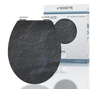 Schütte 80535 HG Black Stone 80535-Asiento Tapa de Descenso automático, Apto para Todos los inodoros convencionales, Carga máxima de 150 kg, diseño de Piedra