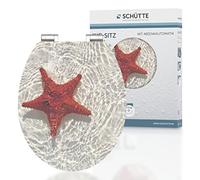 SCHÜTTE 80541 Red Starfish - Asiento para inodoro (tablero DM, alto brillo, con descenso automático), diseño