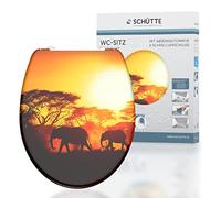SCHÜTTE 82360 Africa - Asiento de inodoro de Duroplast, con descenso automático y cierre rápido para una fácil limpieza, carga máxima 150 kg, con diseño