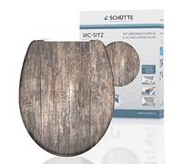 Schütte 82368 Old Wood-Asiento de Inodoro de Duroplast con Descenso automático y Cierre rápido para una fácil Limpieza, Carga máxima 150 kg, diseño con Aspecto de Madera