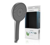 SCHÜTTE Alcachofa de ducha Karibic con puntos antical, cabezal de ducha con cómodo botón de presión y 3 tipos de chorro ajustables, cabezal antical para la ducha, grafito