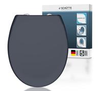 SCHÜTTE Asiento de Inodoro con Descenso automático, Tapa de Inodoro extraíble de termoestable irrompible, Montaje DIY con Almohadillas Adhesivas y Plantilla, Tapa de Inodoro y Gafas hasta 200 kg