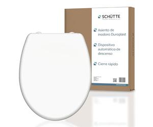 SCHÜTTE Asiento de inodoro con Mechanismo suave, extraíble, fabricado en resistente a la suciedad, innovador bricolaje instalación con almohadillas adhesivas, inodoro Lid and Seat Blanco Ovalado