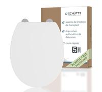 Schütte Asiento de Inodoro Delgado con Dispositivo de Descenso automático, Tapa de Inodoro extraíble de termoestable irrompible, Montaje DIY Mediante Almohadillas Adhesivas, Tapa de Inodoro y Gafas