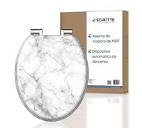 SCHÜTTE Asiento de inodoro MARMOR STONE con mecanismo de cierre suave de madera Asiento de inodoro con tapa de inodoro, tapa de inodoro con núcleo de madera con motivo, Blanco/Gris