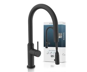SCHÜTTE Blackpool 79566 - Grifo de cocina con alcachofa extraíble, 360 grados, grifo mezclador monomando para fregadero con alcachofa extensible, color negro