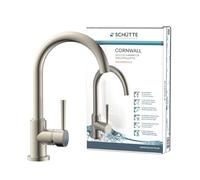 Schütte 79129 Grifo Mezclador de Fregadero Cornwall, Acero Inoxidable Baja presión