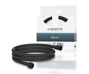 SCHÜTTE Flexo de Ducha 1.5m Con Protección Antitorsión | 150cm de Longitud de Plástico | Conexión Universal | Negro