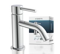 SCHÜTTE Grifo de agua fría ARAGON 37955, grifo baño solo para agua fría, grifo de lavabo en el inodoro de invitados, grifo para lavabo pequeño, válvula de pie, cromo