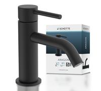 SCHÜTTE Grifo de agua fría ARAGON 37965, grifo baño solo para agua fría, grifo de lavabo en el inodoro de invitados, grifo para lavabo pequeño, válvula de pie, color negro