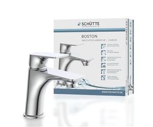 SCHÜTTE Grifo de Baño Cromado BOSTON, Mezclador de Lavabo Moderno con Desagüe Automático