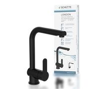 SCHÜTTE LONDON 79760 - Grifo de cocina con alcachofa extensible, grifo de cocina con función de ahorro de energía, grifo monomando para fregadero, color negro mate