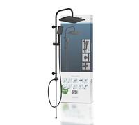 SCHÜTTE Mallorca Set de ducha | Columna de ducha con gran ducha de lluvia | Alcachofa de mano con 3 tipos de chorro | Sistema de ducha con barra de ducha regulable en altura | Negro mate