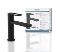 SCHÜTTE MANHATTAN 33016 - Grifo monomando para baño con desagüe (grifo monomando para baño con tapón de desagüe desplegable), color negro