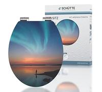 Schütte POLAR LIGHTS Asiento de inodoro con descenso automático de madera, alto brillo con tapa de inodoro, tapa de inodoro con diseño, carga máxima de 175 kg, multicolor