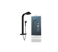 SCHÜTTE Panel de ducha SAMOA RAIN 60576 con estante de cristal termostático, sistema de ducha con innovadora tecnología de chorro de terciopelo, juego de ducha (ducha de lluvia con soporte de pared,