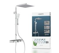 Schütte 60531 Conjunto de Ducha Mural con Mezclador termostático Ocean, Cromo Y Antracita, 350 x 1200 x 520 mm