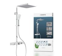Schütte 60530 Conjunto de Ducha Mural con Mezclador termostático Ocean, Cromo Y Blanco