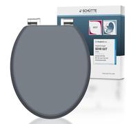 SCHÜTTE Spirit Grey Asiento de inodoro con tapa y descenso automático de núcleo de madera (carga máxima de 150 kg), gris