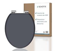 SCHÜTTE Tapa WC Madera Universal | Asiento de inodoro con dispositivo de descenso automático | Tapa vater WC Universal extraíble de irrompible | Tapa y gafas de hasta 250kg | SUNSET