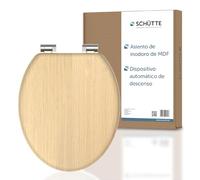 SCHÜTTE Tapa WC Madera Universal | Asiento de inodoro con dispositivo de descenso automático | Tapa vater WC Universal extraíble de irrompible | Tapa y gafas de hasta 250kg | ANTHRACITA