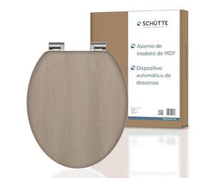 SCHÜTTE Tapa WC Madera Universal | Asiento de inodoro con dispositivo de descenso automático | Tapa vater WC Universal extraíble de irrompible | Tapa y gafas de hasta 250kg | MODERN WOOD