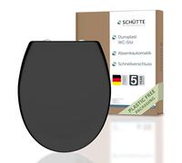 SCHÜTTE Tapa WC Universal | Asiento de inodoro con dispositivo de descenso automático | Tapa vater WC Universal extraíble de termoestable irrompible | Tapas WC | Tapa y gafas de hasta 250kg | Negro