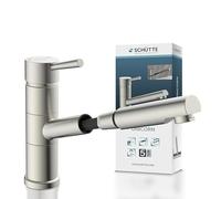 SCHÜTTE Unicorn - Grifo de cocina con ducha extraíble, caño giratorio, grifo mezclador monomando, grifo de fregadero con protección antiquemaduras, aspecto de acero inoxidable, latón, acero inoxidable