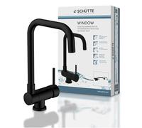 SCHÜTTE 24556 WINDOW - Grifo de cocina para ventana inferior, grifo de fregadero (flexible, plegable, giratorio 360°, monomando, color negro)