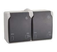 Schuko doble de Superficie【RESISTENTE AL AGUA】Enchufe de pared estanco • Toma corriente【IP54 - IP44】