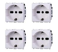 Schuko zócalo compatible Plana 2P+T 10/16A 250V color blanco EV2102 Kit 4 piezas