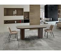 Schuller Mesa de Comedor Extensible Modelo 3R, Estructura realizada en MDF, Patas con Superficie Acanalada, Acabado marrón óxido