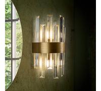 Schuller Valencia Aplique de pared Grace, 2 luces, dorado, hierro, cristal
