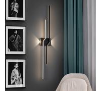 Schuller Valencia Aplique de pared LED Zig Zag, altura 100 cm, negro, metal, 4 luces.