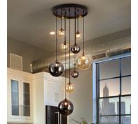 Schuller Valencia Lámpara colgante Dark, hierro, cristal, ámbar, humo, Ø 55 cm