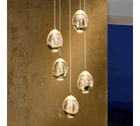 Schuller Valencia Lámpara colgante LED Rocio, 5 luces, redonda, metal, cristal, dorado