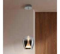 Schuller Valencia Lámpara colgante LED Suspiro, Ø 18 cm, color cromado/gris humo, cristal