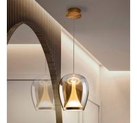 Schuller Valencia Lámpara colgante LED Suspiro, Ø 25 cm, color dorado/ámbar, cristal