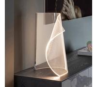 Schuller Valencia Lámpara de mesa LED Velos II, cromada, atenuador, metal, plástico