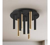 Schuller Valencia Lámpara LED de techo Varas atenuable, 9 luces, dorado/negro, metal True
