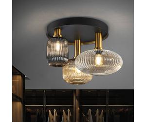 Schuller Valencia Plafón Norma, Ø 56 cm, 3 luces, negro/latón, cristal