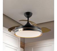 Schuller Valencia Ventilador de techo LED Herón negro/dorado/ahumado Ø 106 cm silencioso