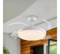 Schuller Valencia Ventilador de techo LED Venturi blanco/transparente CC, Ø 106 cm, silencioso
