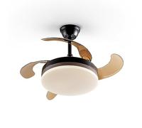 Schuller Ventilador de Techo con luz LED DIMMABLE CCT en Metal Acabado Negro Mate y aro en Bronce. Difusor Opal y aspas escamoteables Smoke
