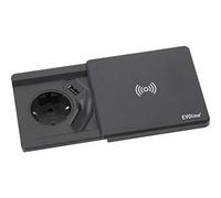 Schulte Evoline Square 80 Schuko con USB y Qi de Charger, 1 Pieza, Negro, -1592 7000 0600