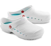 Schu'zz Schuzz zapatos profesionales zueco hombre PROTEC Homme uni Blanc & Bleu pétrole / Blanco EUR 44